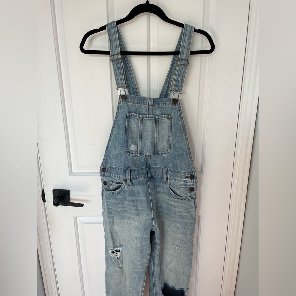 Denim Distressed Overalls